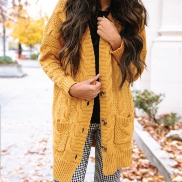 Agnes & Dora Sweaters - Agnes & Dora Mustard Boyfriend Cardigan Size L